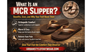 What Is an MCR Slipper 59 MCR slippers with orthopedic arch support, comfortable micro cellular rubber sole, and durable straps, available at Urban Style Footwear Chennai