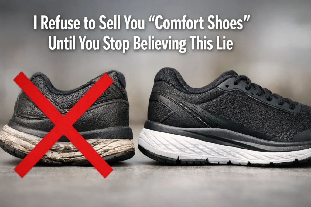 Veteran retailer Abdul Vahith exposes why "cloud" shoes cause back pain. Learn the 3-second "Dishrag Test" and why softness is not support before you buy.