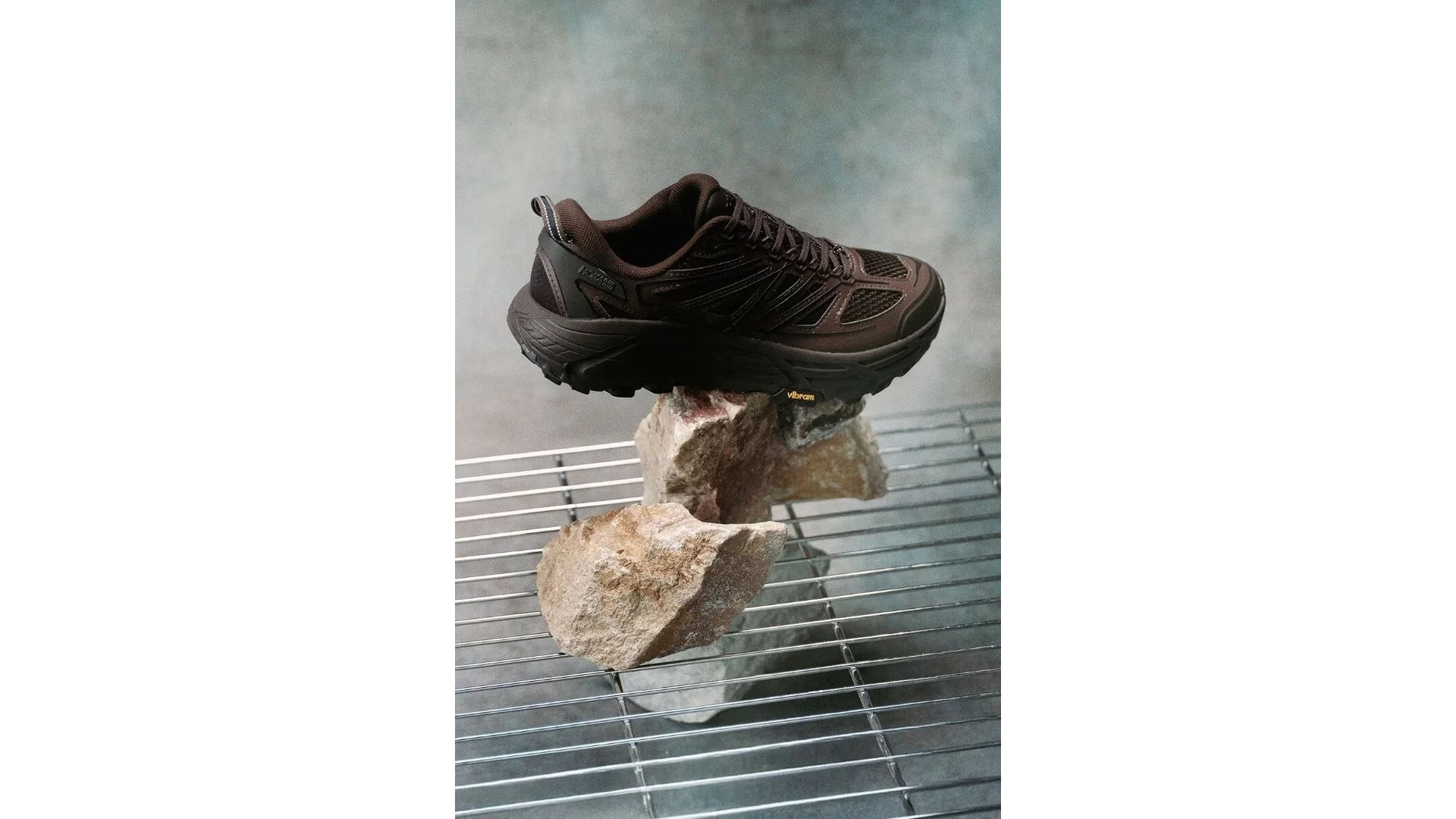 HOKA Speedgoat 2 and Mafate Speed 2 Stealth Tech Walnut Cast Iron sneaker profile side view.