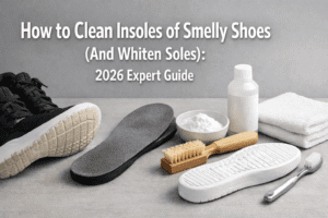 How to Clean Insoles of Smelly Shoes (And Whiten Soles): 2026 Expert Guide 20 Expert cleaning a removable foam insole with a soft brush and soapy water to remove odors.
