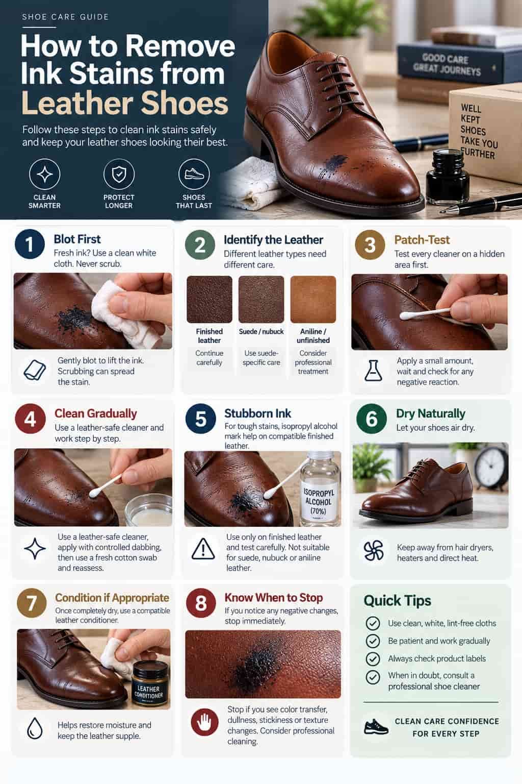 How to remove ink stains from leather shoes step-by-step