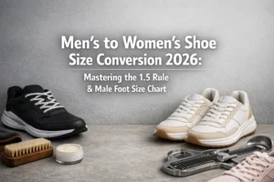 Men’s to Women’s Shoe Size Conversion: The 1.5 Rule & Chart (2026) 43 Master the mens to womens shoe size math with the 1.5 Rule. Expert guide on the male foot size chart, width differences, and how to get the perfect fit globally.
