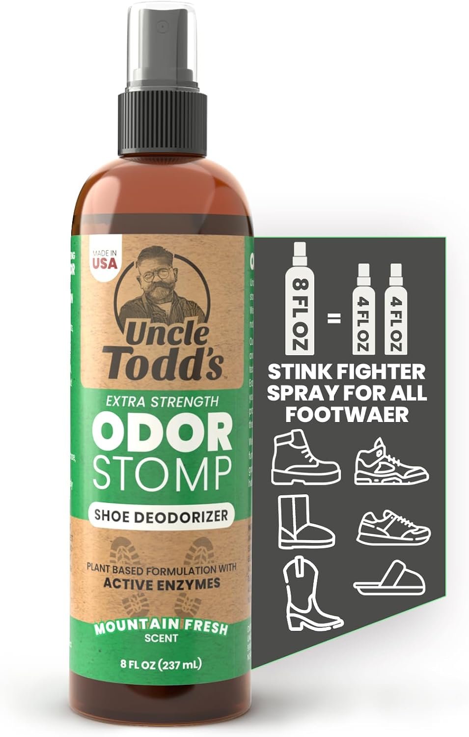 Uncle Todd's Shoe Deodorizer Spray for footwear odor control