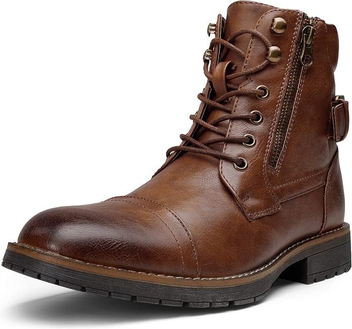 Vostey Men's Motorcycle Combat Casual Boots