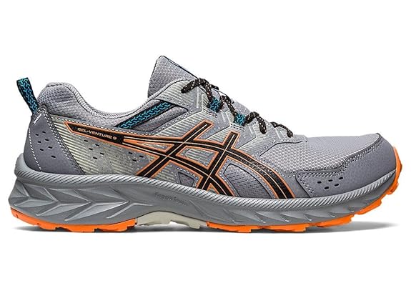 Asics Gel-Venture 9 trail running shoes showing durable ASICSGRIP outsoles perfect for wet Indian monsoon roads.