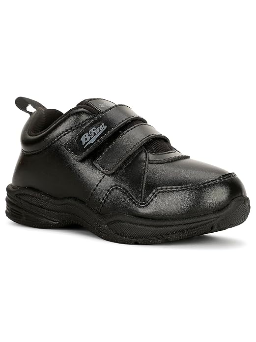 Bata Snoop formal black school shoes with a low-profile durable sole, offering excellent stability for daily school uniform wear.