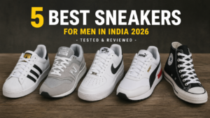 5 Best Sneakers for Men in India 2026 (Expert Reviewed) 24 A lineup of the 5 best sneakers for men in India for 2026, featuring casual styles from Nike, New Balance, and Skechers.
