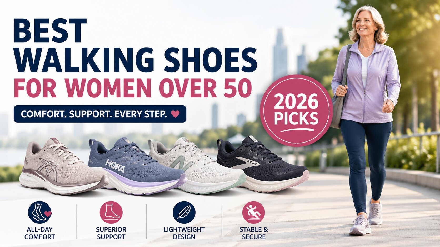 Best Walking Shoes for Women Over 50. Tested by a 20-year shoe expert: the 7 best walking shoes for women over 50 in 2026. Ranked for cushioning, joint support, and everyday comfort. Shop now.