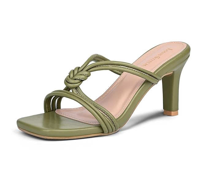 LOUIS STITCH Womens Slip On Pointed Heel Sandals Mint