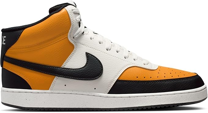 Classic white and black Nike Court Vision Mid NN, a highly durable option for men's white sneakers in India.