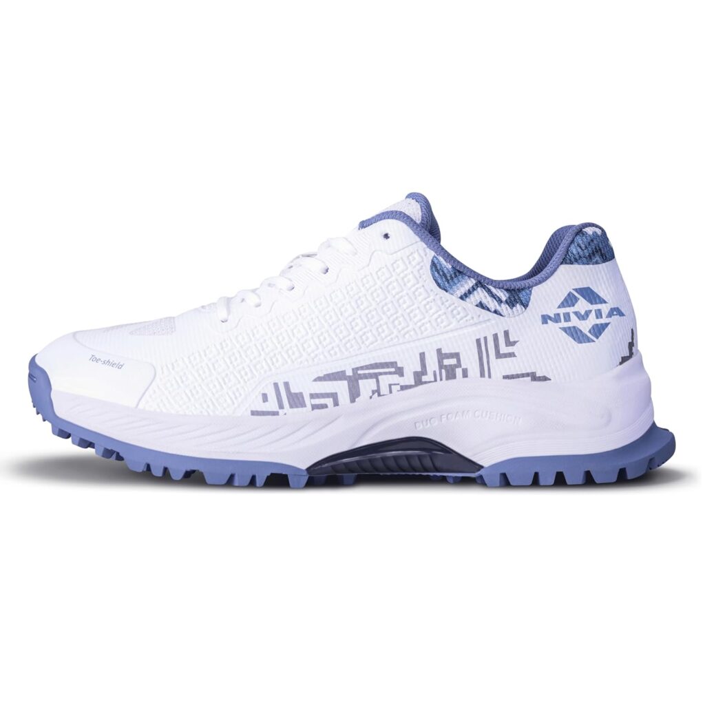 10 Best Cricket Shoes India 2026 – Grip, Speed & Durability 10 Nivia Crick-1000 2.0 cricket shoes with TPU fusion upper and reinforced toe cap – durable rubber outsole for rough Indian pitches