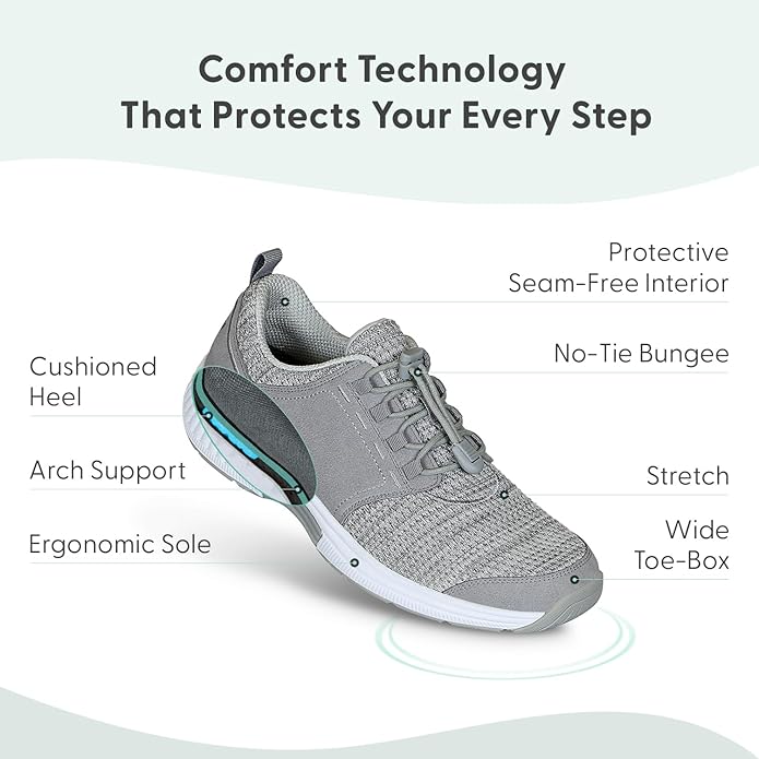 Orthofeet Francis Stretch walking sneaker with anatomical orthotic insole for bunions, flat feet, and heel pain relief