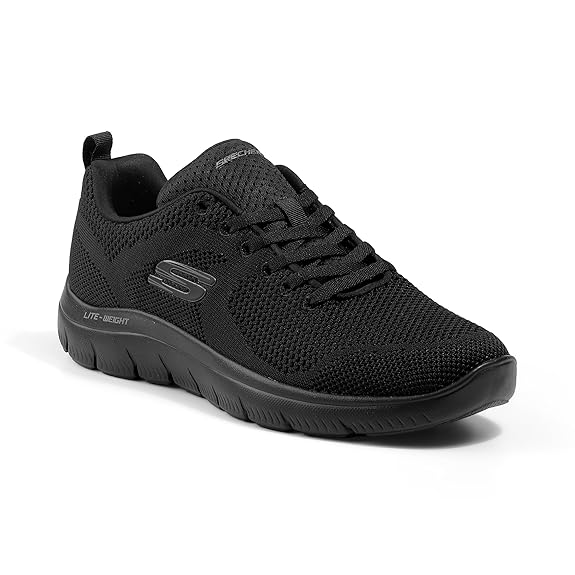 Black Skechers Summits Brisbane memory foam shoes, ranked among the best sneakers for men in India for all-day comfort.