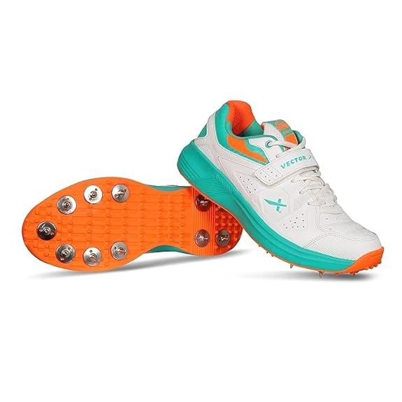 10 Best Cricket Shoes India 2026 – Grip, Speed & Durability 5 Vector X CKT-200 full metal spike cricket shoes for turf – PU upper with midfoot support strap for bowlers