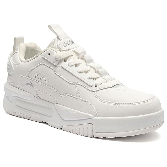 JQR Signature white sneakers men India - budget casual shoes with Phylon midsole and memory foam, slip-resistant white sports sneakers under 1000 for students and first-time buyers