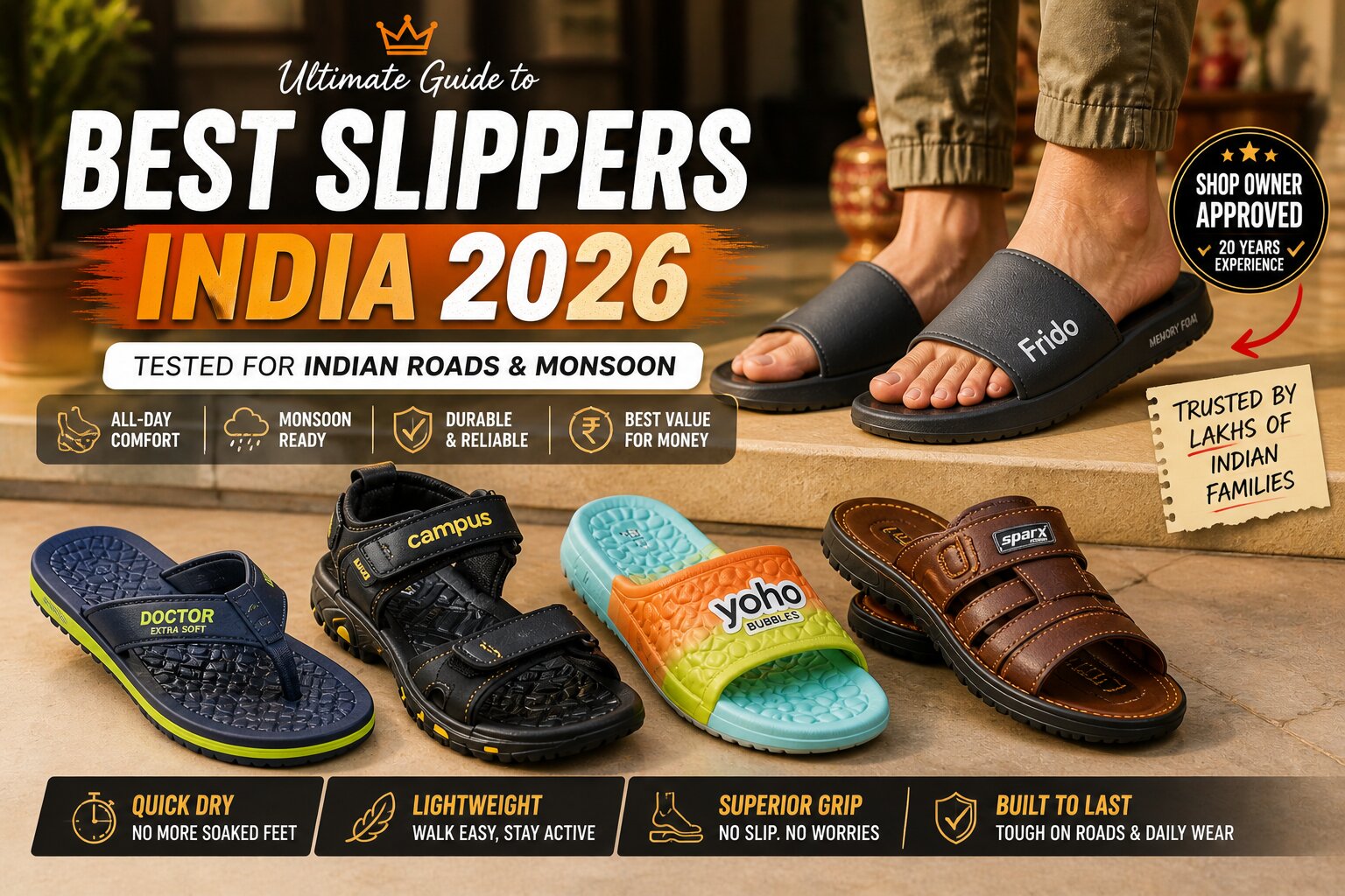 Best Slippers India 2026 – Complete Buyer’s Guide 2 Looking for the best slippers in India? Check our 2026 expert-tested list with budget-friendly, comfortable, and durable options for daily use.