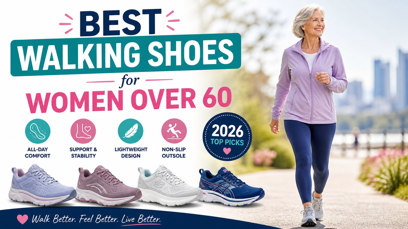 Podiatrist-backed picks for the best walking shoes for women over 60. Expert reviews on arch support, cushioning & comfort for senior women. Updated 2026