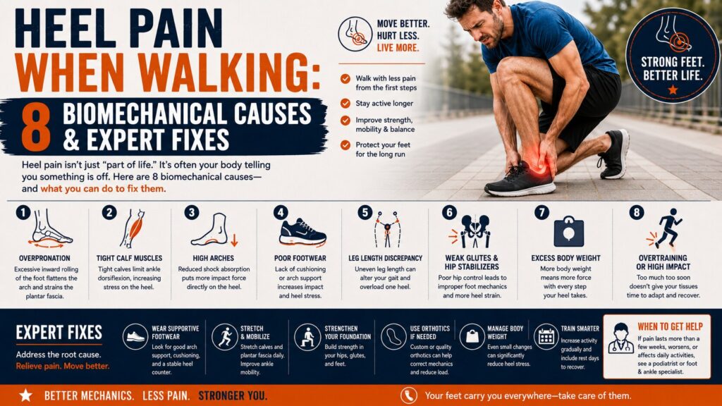 Struggling with sharp heel pain when walking? Read our expert shoe-fitter's guide to the 8 real causes of walking heel pain and practical footwear solutions.