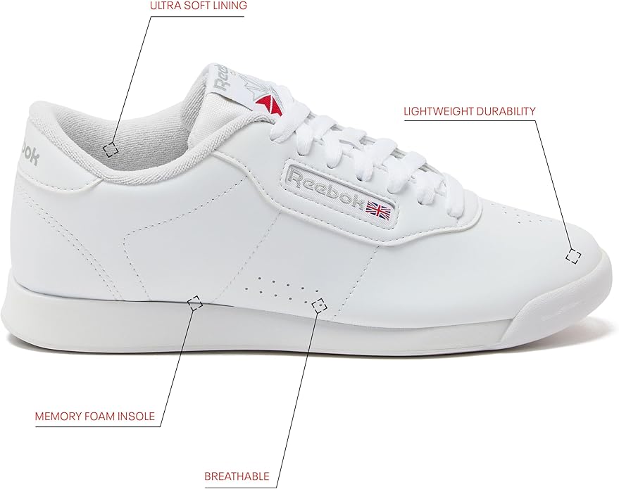 Reebok Princess Sneakers for Women, Comfortable Walking or Tennis Womens Shoes