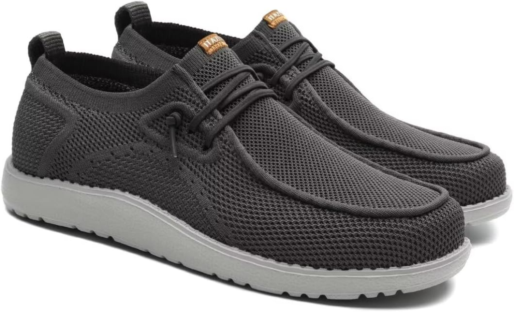 ITAZERO Men's Wide Width Slip On Shoes with stretch fabric and elastic laces for quick on/off