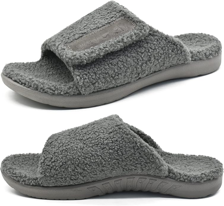 ONCAI Mens Fur Slides with Adjustable Straps - Best Adjustable Option