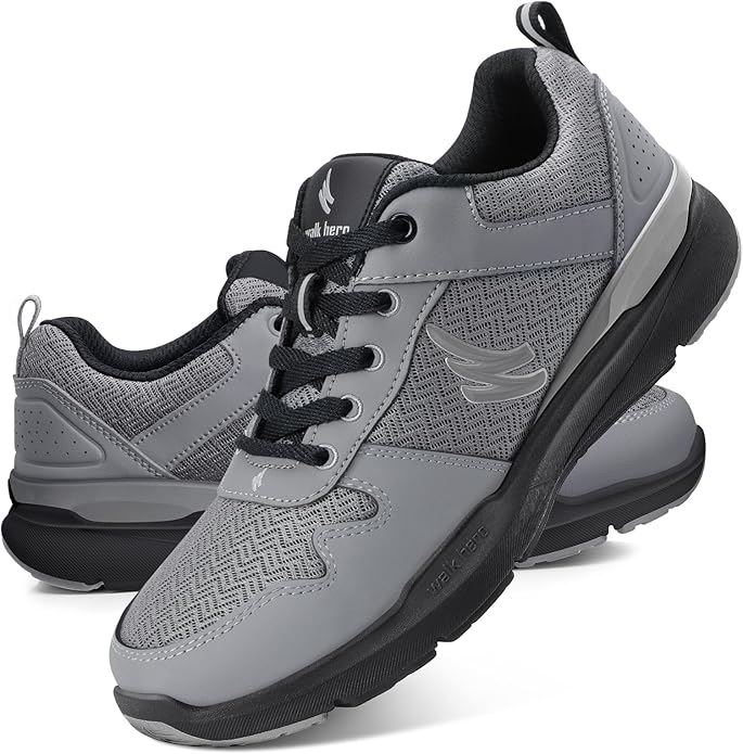 Walking Shoes for Men with Arch Support featuring EVA midsole and rounded toe box for plantar fasciitis