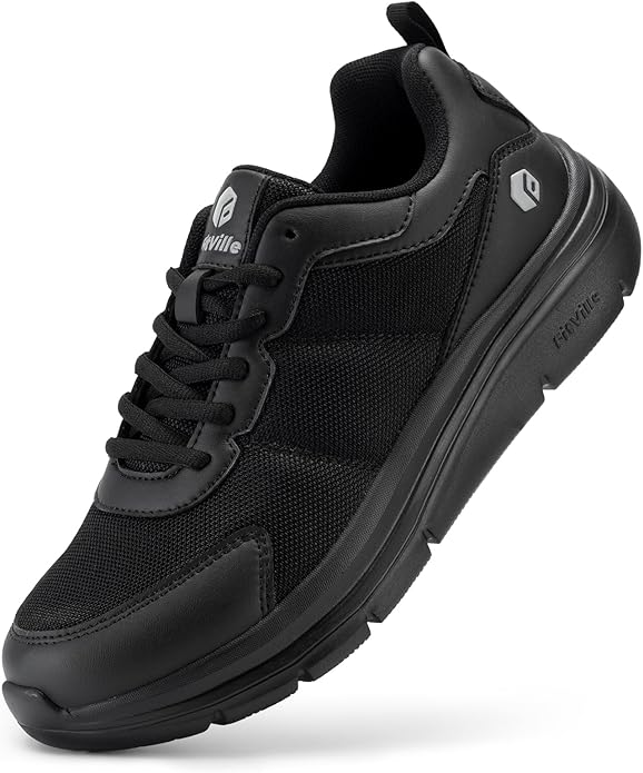 FitVille Men's Walking Shoes Wide Width Max Cushioning with removable insoles and breathable mesh
