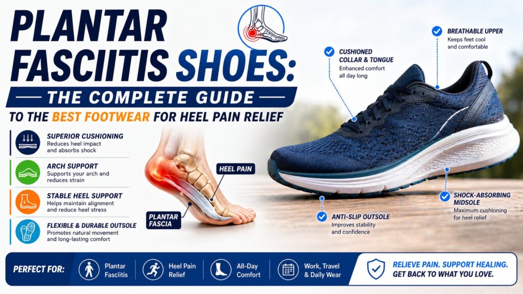 Discover the best shoes for plantar fasciitis in 2026. Expert guide covering running, walking, sandals, work shoes & sneakers for real heel pain relief. Shop smarter today.