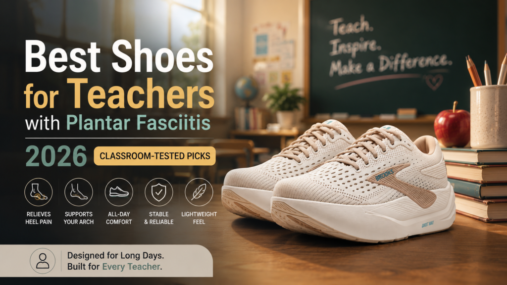 Best shoes for teachers with plantar fasciitis 2026 including Skechers Arch Fit, Vionic, and Orthofeet options for classroom standing comfort