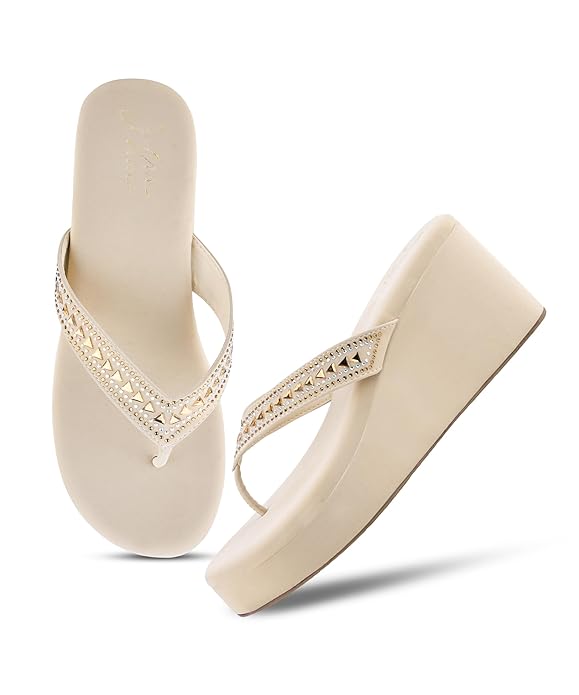Best Wedge Heels for Women in India 2026 – Trendy & Comfortable 7 JM Looks Rhinestone Mid-Wedge Sandal — Best Festive Wedge Heels India