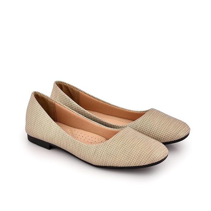1. CUSCINO Womens Gold Bellerina Ballet Flat – Best Overall