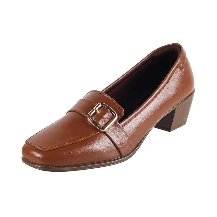 Mochi Synthetic Leather Formal Pump Buy Mochi synthetic formal pumps in black for women with block heel
