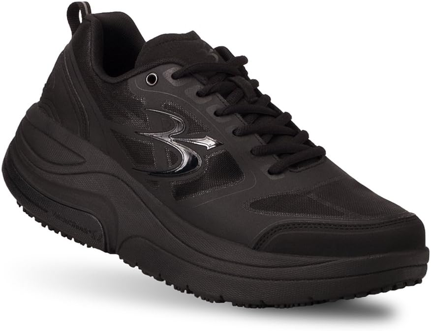g-Defy ION Men's walking shoes in black with slip-resistant outsole and VersoShock cushioning for nurses and food service workers with plantar fasciitis