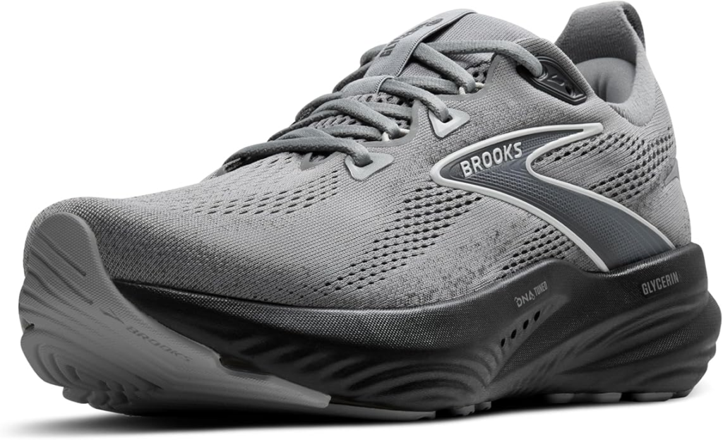 Best Brooks Shoes for Plantar Fasciitis: Ghost, Adrenaline & More Ranked 10 Brooks Men's Glycerin 22 neutral running shoe in primer grey/ebony with DNA Tuned midsole technology and wide base for plantar fasciitis support