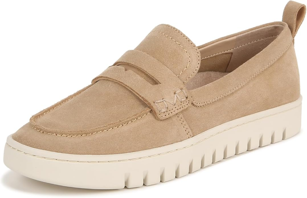 Best Vionic shoes for plantar fasciitis — 8 VIO MOTION models reviewed 3 Vionic Women's Uptown Loafer in sand suede with VIO MOTION technology and deep heel cup for plantar fasciitis professional wear