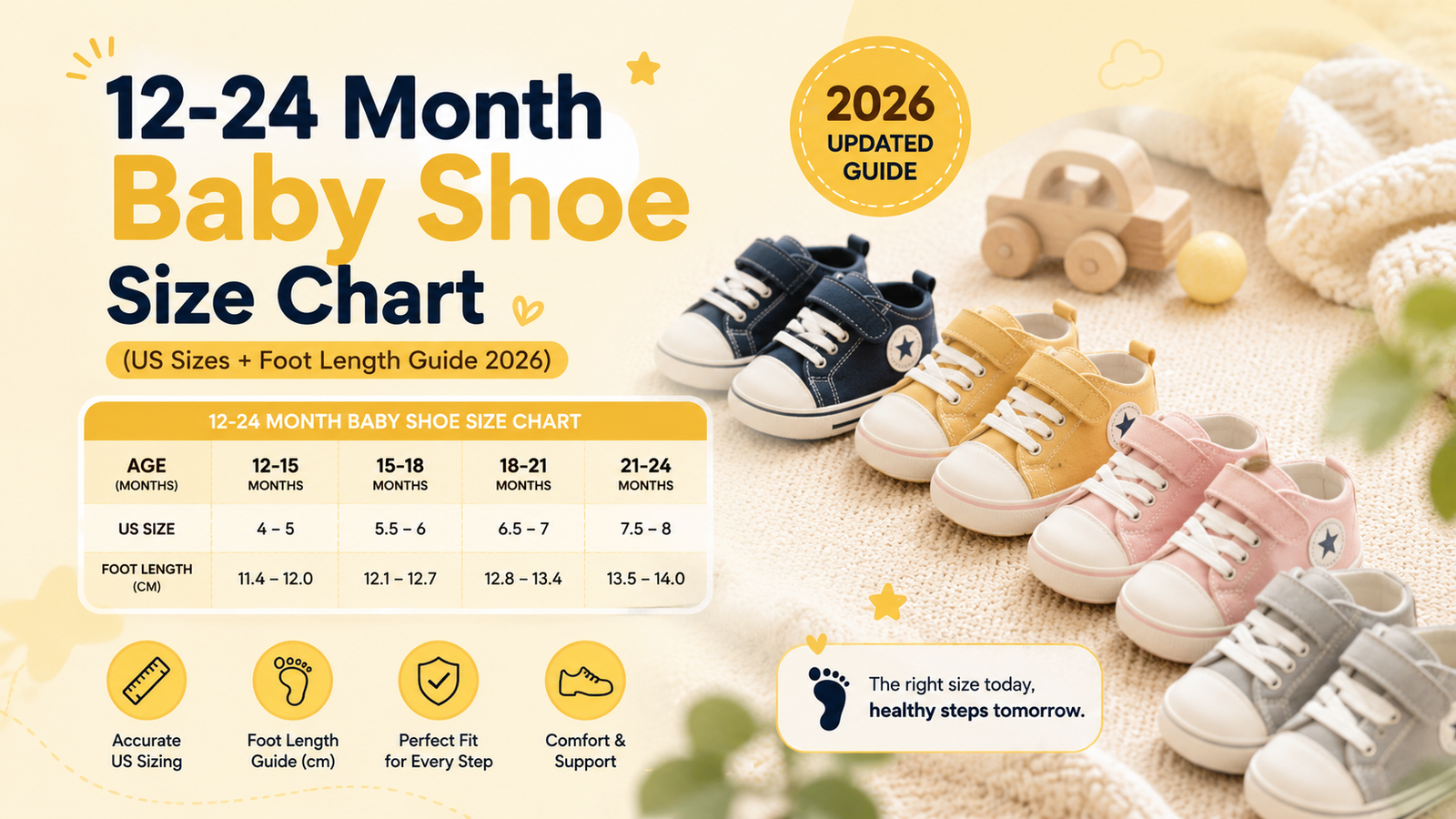 12–24 Month Baby Shoe Size Chart US Sizes + Foot Length