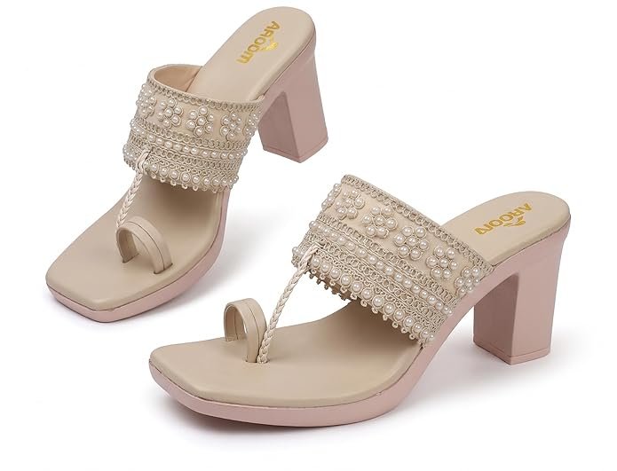 AROOM Women's One Toe Block Heels Stability Comfortable & Stylish Sandals for Women Buy AROOM block heel sandals for women with orthopaedic arch support