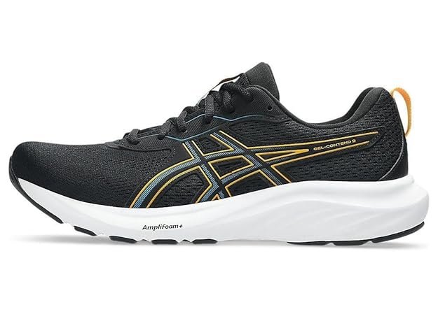 ASICS Gel-Contend 9 men's running shoes with GEL technology and AMPLIFOAM cushioning for comfortable daily road running.