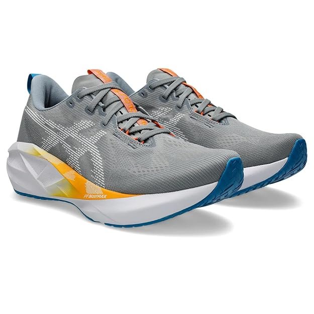 ASICS Novablast 5 men's running shoes with FF BLAST MAX cushioning for lightweight, responsive, and high-energy return road running.