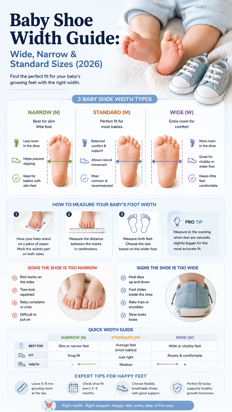 Baby Shoe Width Guide Wide, Narrow & Standard Sizes