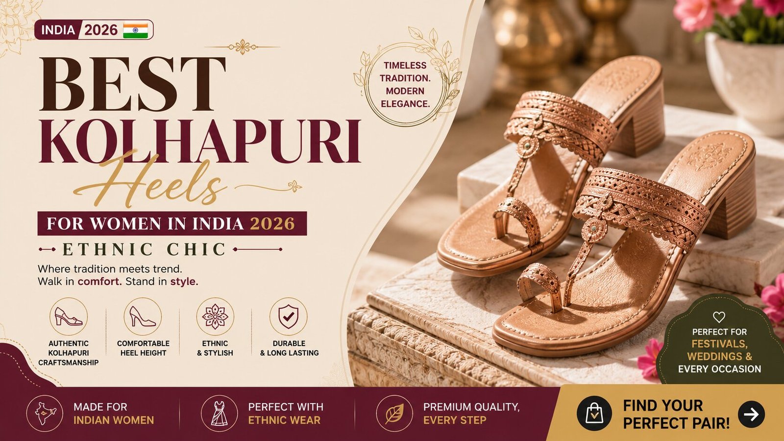 Best Kolhapuri Heels for Women in India 2026 – Ethnic Chic