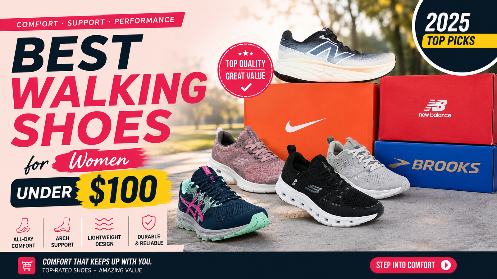 Best Walking Shoes for Women Under $100 in 2026 – Serious Support, Real Value 