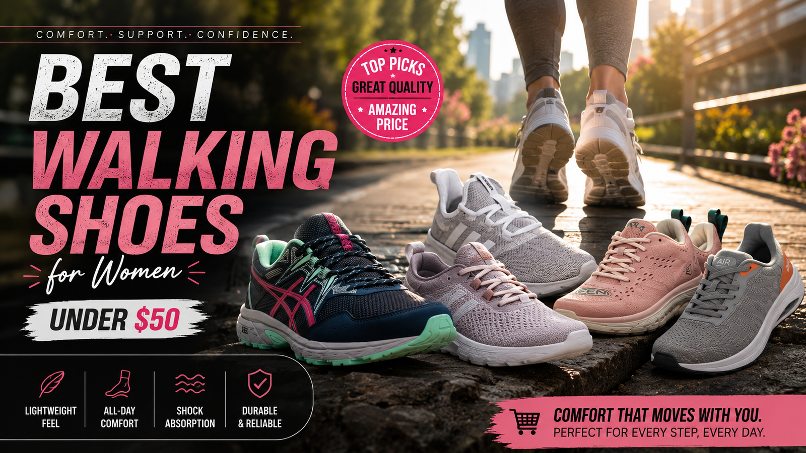 Best Walking Shoes for Women Under $50 in 2026 – Real Comfort, Real Prices 