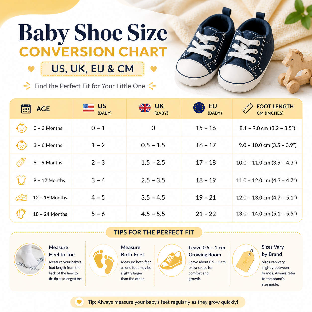 Baby Shoe Size Conversion Chart