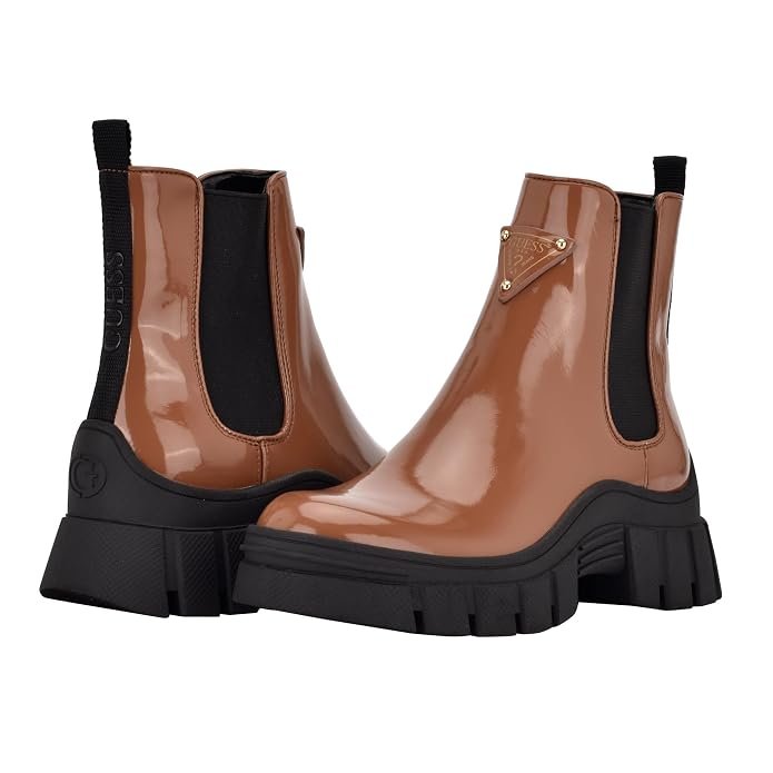 Buy GUESS Hestia ankle boots in brown-black for women with block heel