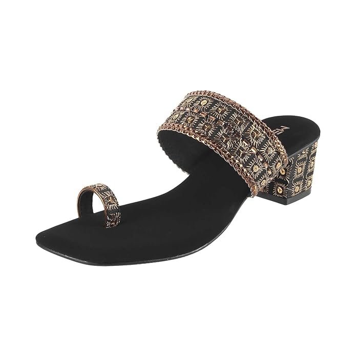 Metro Women's Gold Ethnic wear Block Heel Fashion Sandals Buy Metro ethnic wear sandals in gold for women with block heel