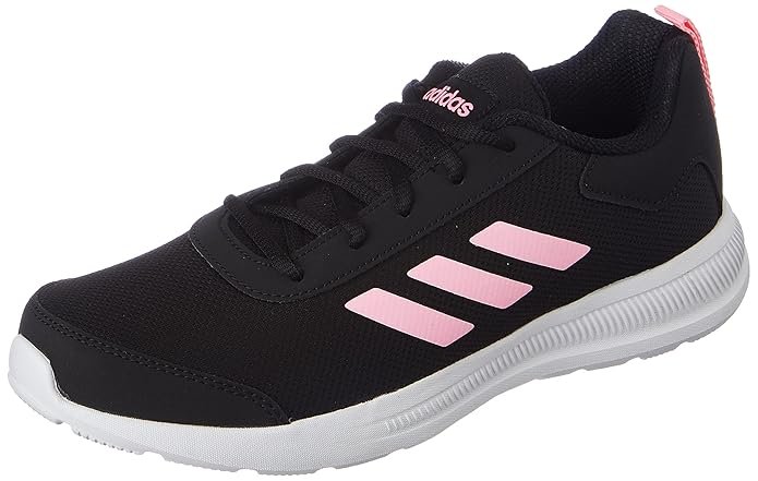 Buy Adidas GlideEase W running shoes in black featuring EVA cushioned sole and medium arch support for flat feet women