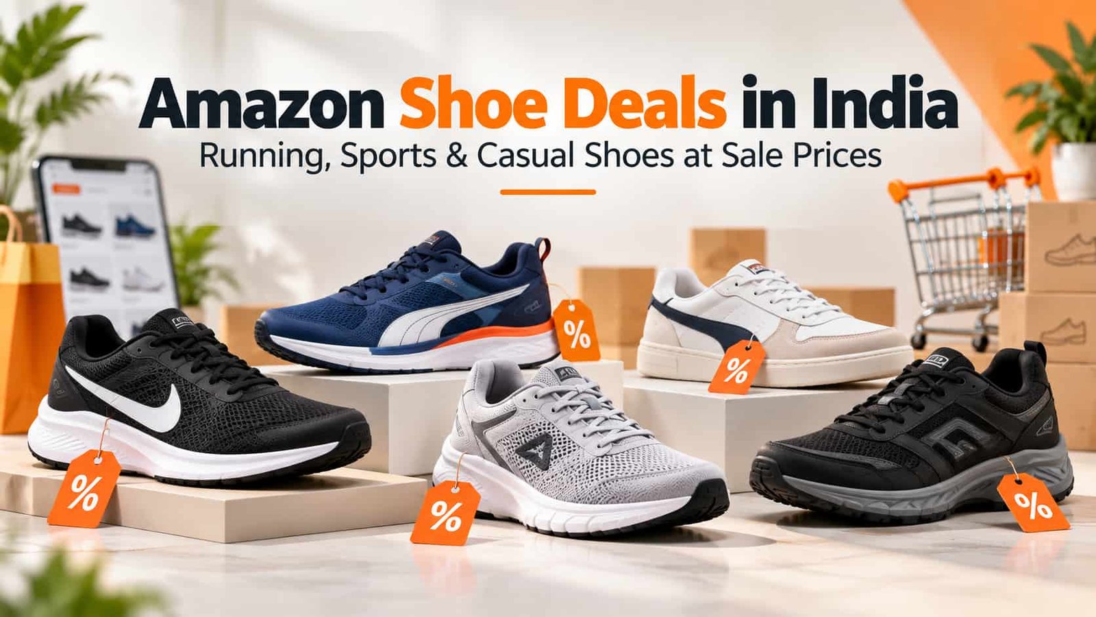 Amazon shoe deals in India featuring running sports and casual shoes