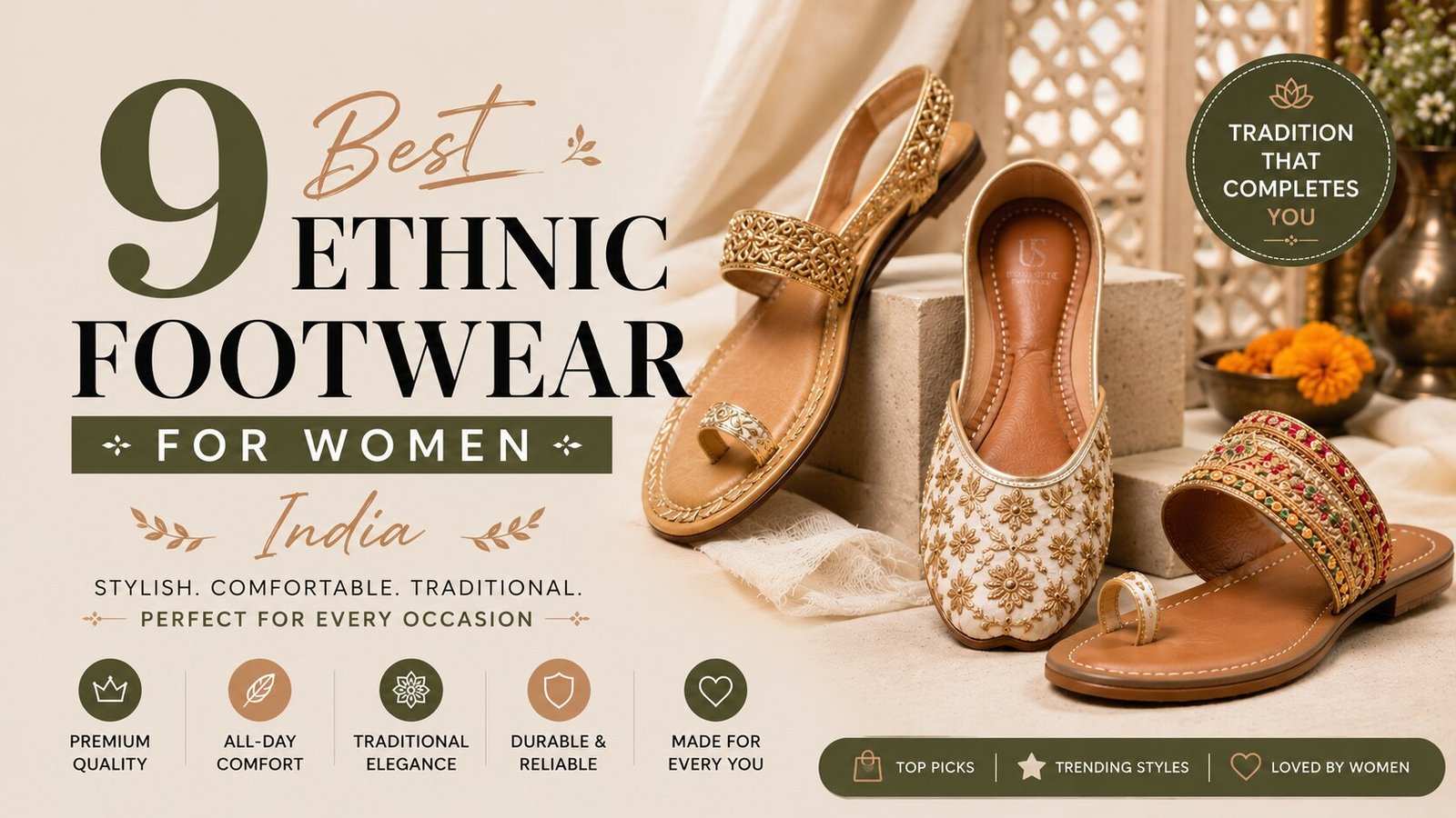 Best Ethnic Footwear for Women in India 2026 β Wedding & Festive Picks