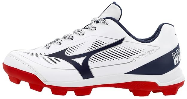 Mizuno Cushionrevo Diamond Jr. TPU Spike shoes with lightweight support, TPU outsole, and durable performance for young athletes.